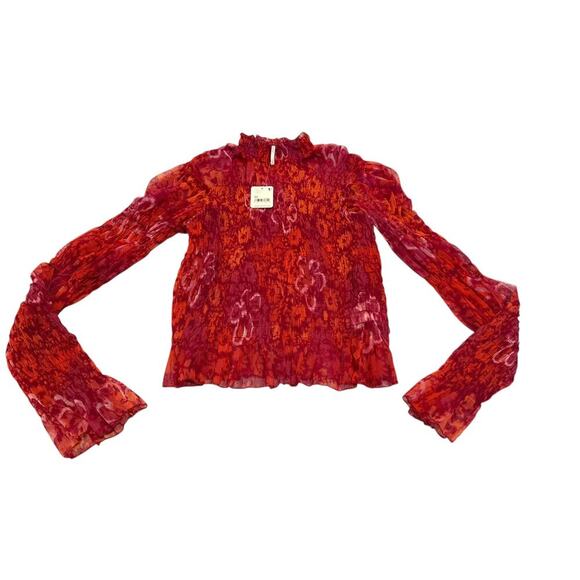 NWT Free People Women's Maroon Combo Hello There Top Size M - Picture 3 of 6